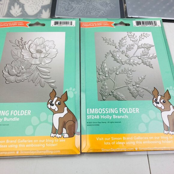 Assorted Embossing Folders Set of 7 Simon Says Stamp, Christmas, Floral, etc. - Picture 4 of 6